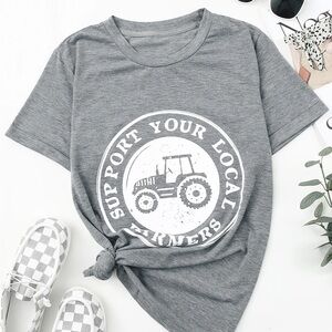 Gray soft Tee - Support Your Local Farmers